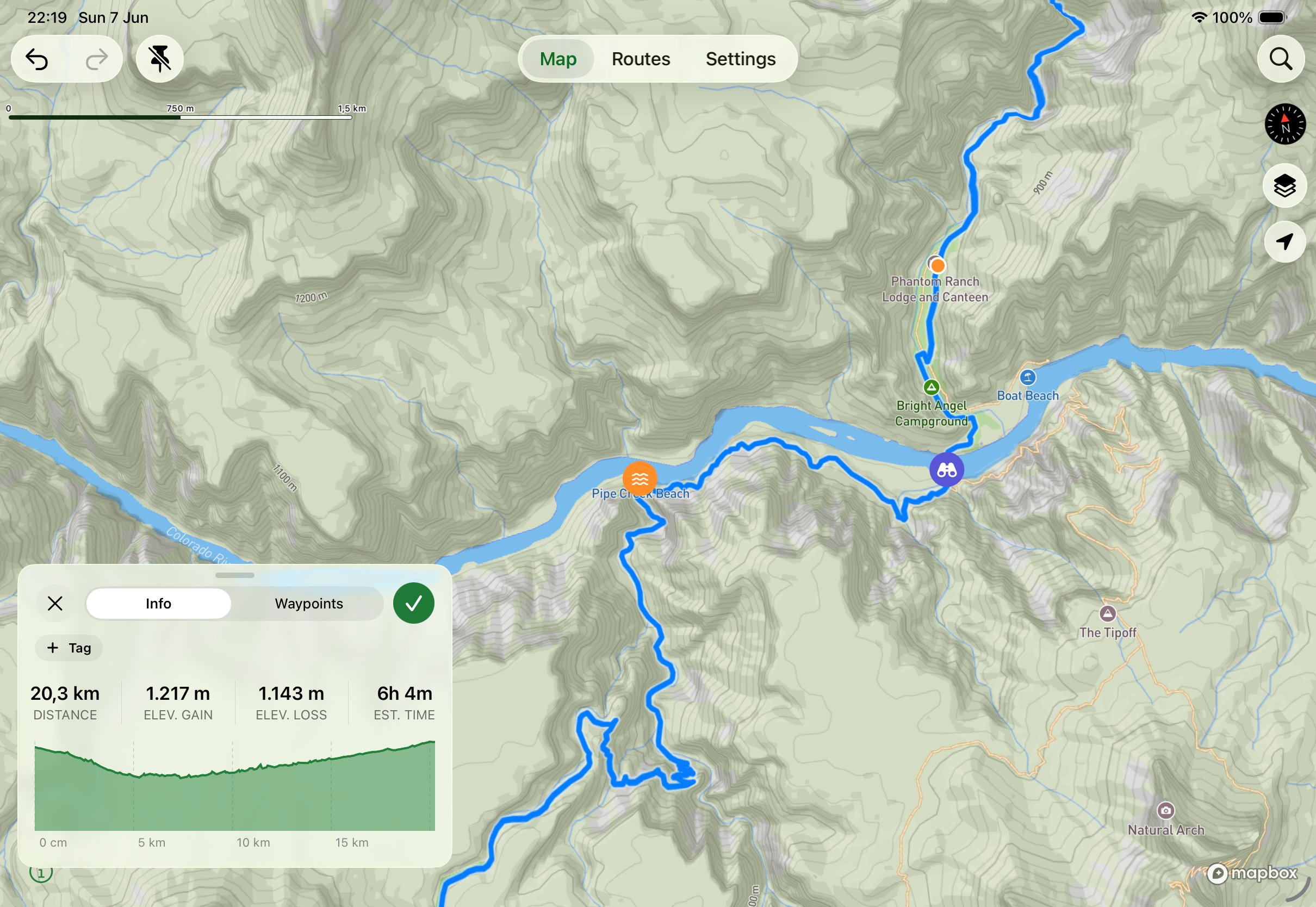 Obriy route planning on iPad